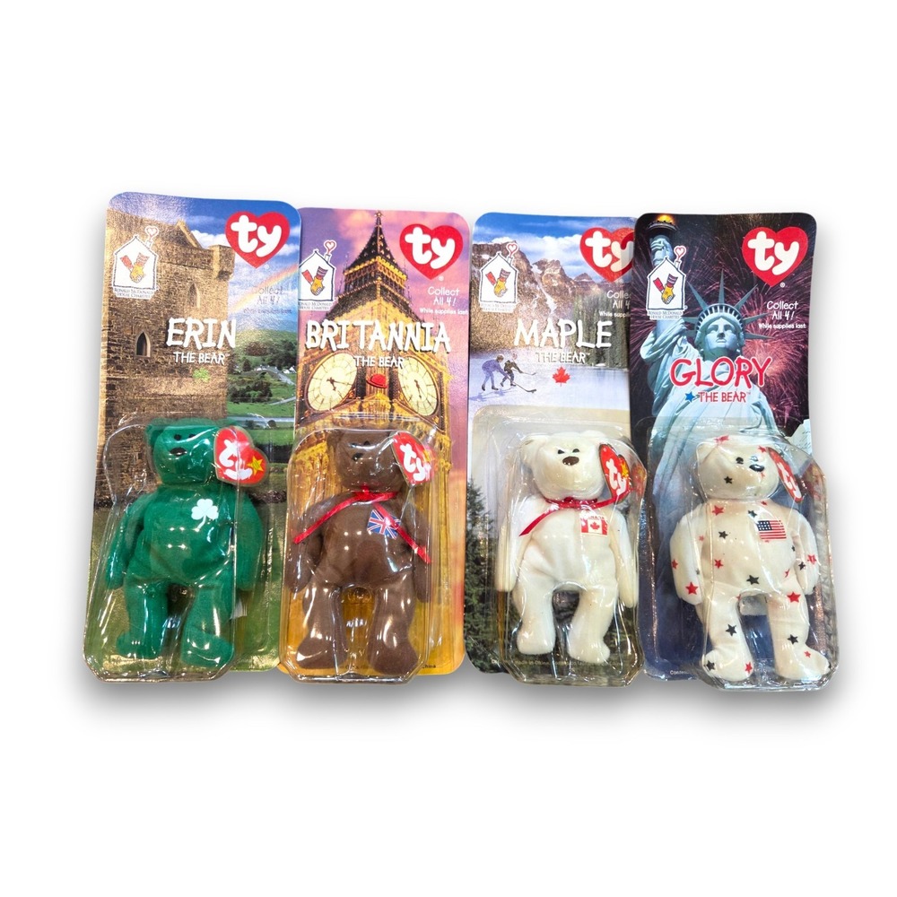 Ty Beanie Baby Ronald McDonald House Complete Set Erin Britannia Maple Glory NIP